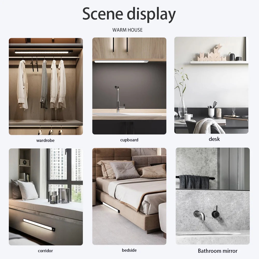 Motion Sensor LED Cabinet Light USB Rechargeable